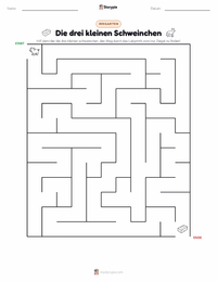 Die drei kleinen Schweinchen druckbare Arbeitsblatt Vorschau
