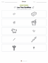 Vista previa de la hoja de trabajo imprimible de Los Tres Cerditos