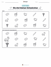 Die drei kleinen Schweinchen druckbare Arbeitsblatt Vorschau