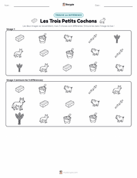 Aperçu de la feuille de travail imprimable Les Trois Petits Cochons