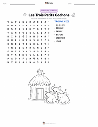 Aperçu de la feuille de travail imprimable Les Trois Petits Cochons