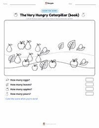 The Very Hungry Caterpillar (book) printable worksheet preview