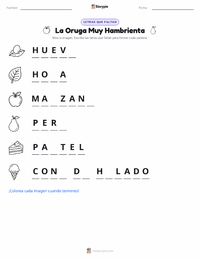 Vista previa de la hoja de trabajo imprimible de La Oruga Muy Hambrienta