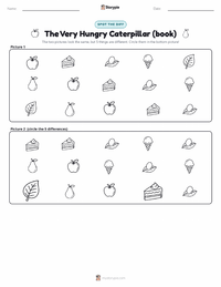 The Very Hungry Caterpillar (book) printable worksheet preview