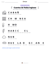 Vista previa de la hoja de trabajo imprimible de Cuentos de Hadas Ingleses