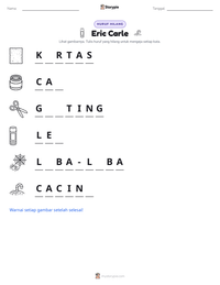 Prabaca lembar kerja cetak Eric Carle