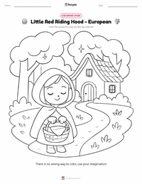 Little Red Riding Hood - European coloring page for kids