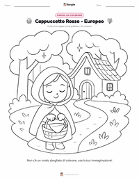 Pagina da colorare di Cappuccetto Rosso - Versione Europea per bambini