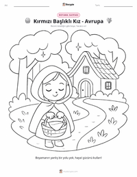Kırmızı Başlıklı Kız - Avrupa çocuklar için boyama sayfası