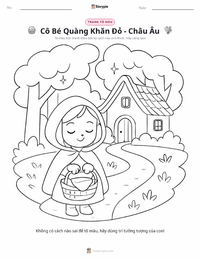 Trang tô màu Cô bé quàng khăn đỏ - Châu Âu cho trẻ em