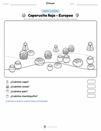 Vista previa de la hoja de trabajo imprimible de Caperucita Roja - Europea