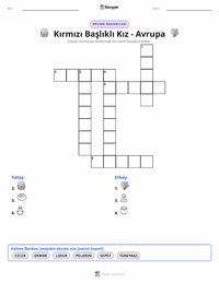 Kırmızı Başlıklı Kız - Avrupa yazdırılabilir çalışma sayfası önizlemesi