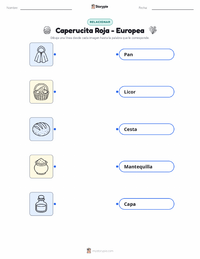 Hoja de trabajo imprimible de Caperucita Roja - Europea para niños