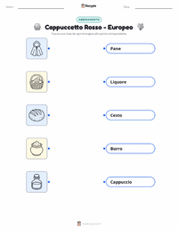 Scheda stampabile di Cappuccetto Rosso - Versione Europea per bambini