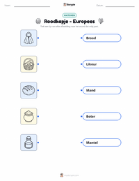 Roodkapje - Europees afdrukbare werkblad voor kinderen