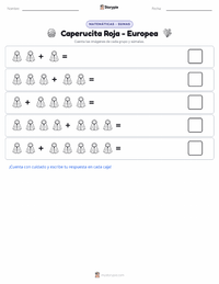 Vista previa de la hoja de trabajo imprimible de Caperucita Roja - Europea