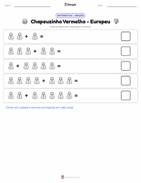 Prévia da folha de atividades imprimível Chapeuzinho Vermelho - Europeu