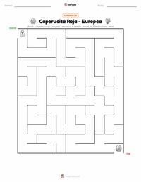Vista previa de la hoja de trabajo imprimible de Caperucita Roja - Europea