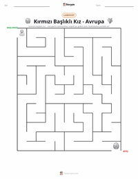 Kırmızı Başlıklı Kız - Avrupa yazdırılabilir çalışma sayfası önizlemesi