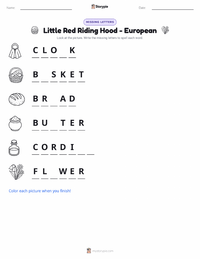 Little Red Riding Hood - European printable worksheet preview