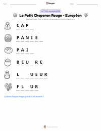 Aperçu de la feuille de travail imprimable Le Petit Chaperon Rouge - Européen