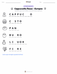Anteprima della scheda stampabile di Cappuccetto Rosso - Versione Europea