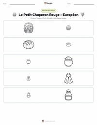 Aperçu de la feuille de travail imprimable Le Petit Chaperon Rouge - Européen