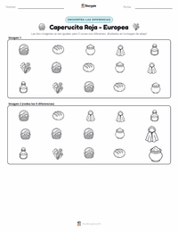Vista previa de la hoja de trabajo imprimible de Caperucita Roja - Europea