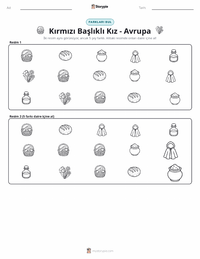 Kırmızı Başlıklı Kız - Avrupa yazdırılabilir çalışma sayfası önizlemesi