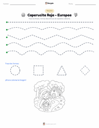 Vista previa de la hoja de trabajo imprimible de Caperucita Roja - Europea