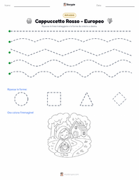 Anteprima della scheda stampabile di Cappuccetto Rosso - Versione Europea