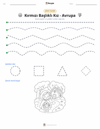 Kırmızı Başlıklı Kız - Avrupa yazdırılabilir çalışma sayfası önizlemesi