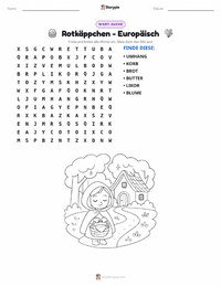 Rotkäppchen - Europäisch druckbare Arbeitsblatt Vorschau