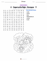 Vista previa de la hoja de trabajo imprimible de Caperucita Roja - Europea