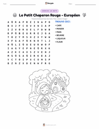 Aperçu de la feuille de travail imprimable Le Petit Chaperon Rouge - Européen