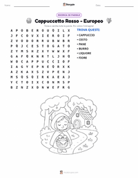 Anteprima della scheda stampabile di Cappuccetto Rosso - Versione Europea