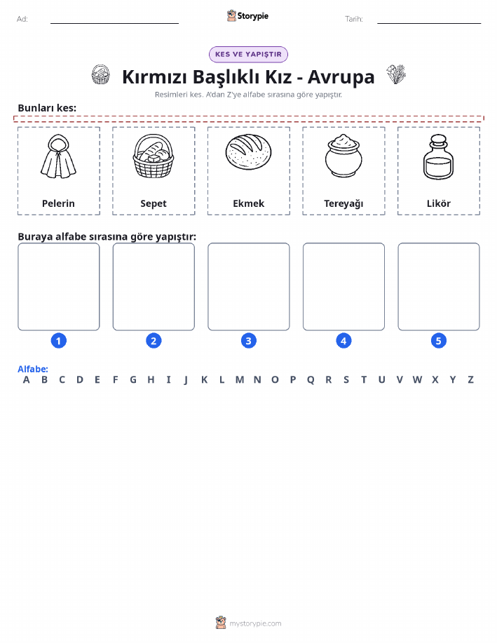 Kes & Yapıştır Alfabe