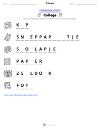 Collage afdrukbare werkblad voorbeeld