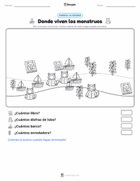 Vista previa de la hoja de trabajo imprimible de Donde viven los monstruos
