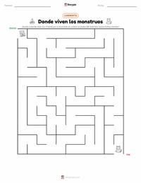Vista previa de la hoja de trabajo imprimible de Donde viven los monstruos