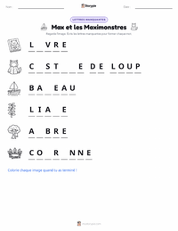 Aperçu de la feuille de travail imprimable Max et les Maximonstres