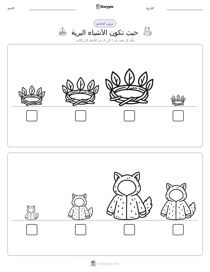 ترتيب الحجم