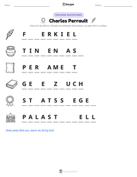 Charles Perrault druckbare Arbeitsblatt Vorschau