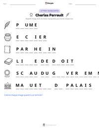 Aperçu de la feuille de travail imprimable Charles Perrault