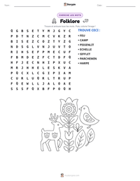 Aperçu de la feuille de travail imprimable Folklore