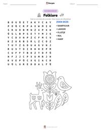 Folklore afdrukbare werkblad voorbeeld