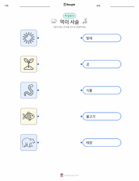 먹이 사슬 인쇄 가능한 워크시트 미리보기