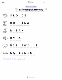 Podgląd drukowalnego arkusza ćwiczeń Łańcuch pokarmowy