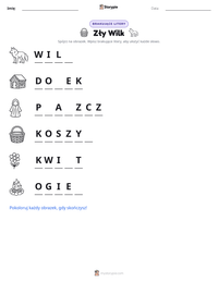 Podgląd drukowalnego arkusza ćwiczeń Zły Wilk