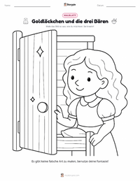 Goldlöckchen und die drei Bären - Englisch Malvorlage für Kinder